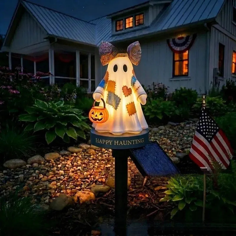 Vintage Patchwork Ghost Solar Garden Light