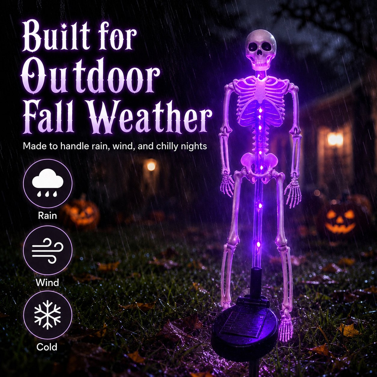 Halloween Skull Solar Garden Lights – Waterproof Outdoor Pathway Lights for Yard, Lawn & Spooky Halloween Decor