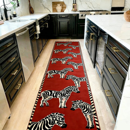 Artistic Zebra Print Washable Runner Rug