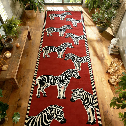 Artistic Zebra Print Washable Runner Rug