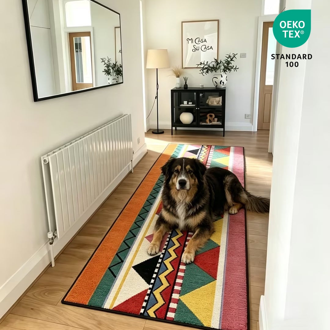 Washable Boho Indoor/Outdoor Runner Rug– Non-Slip & Pet-Friendly