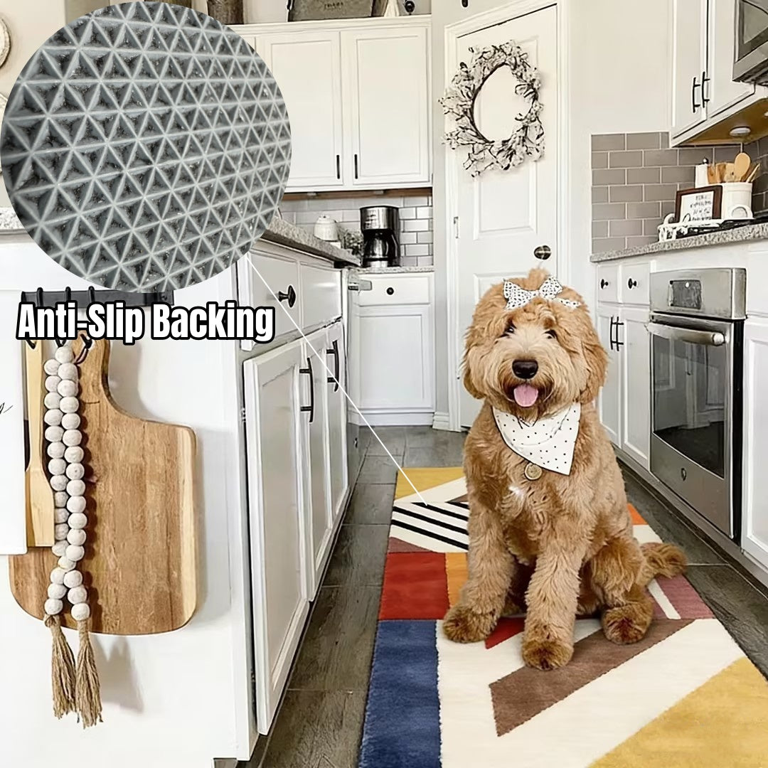 Artistic Geometric Patchwork Washable Runner Rug