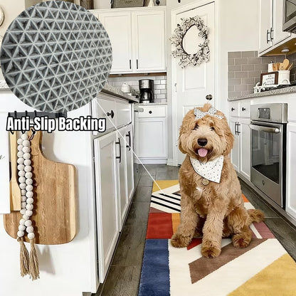 Artistic Geometric Patchwork Washable Runner Rug