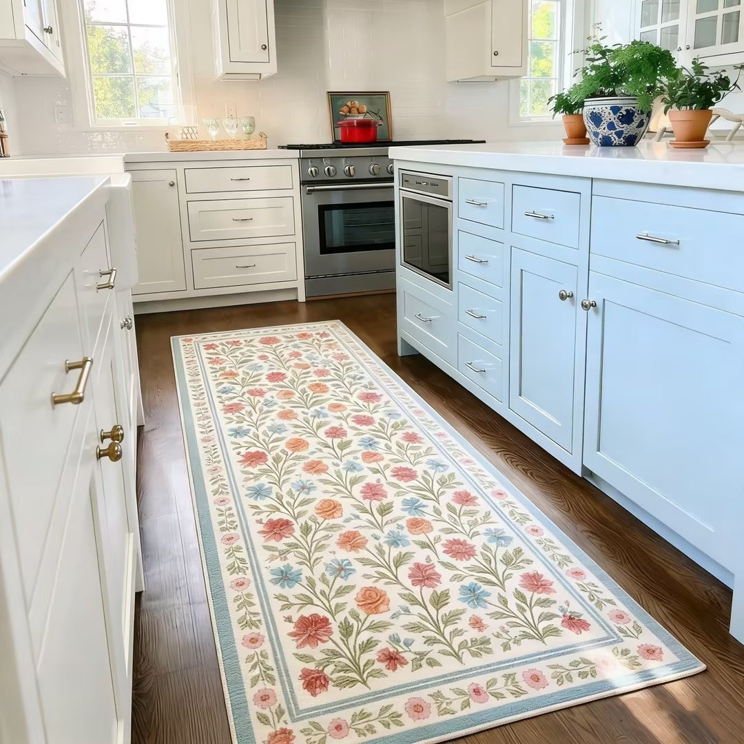 Vintage Floral Washable Runner Rug
