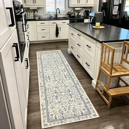 Vintage Floral Washable Runner Rug - Non-Slip & Machine Washable