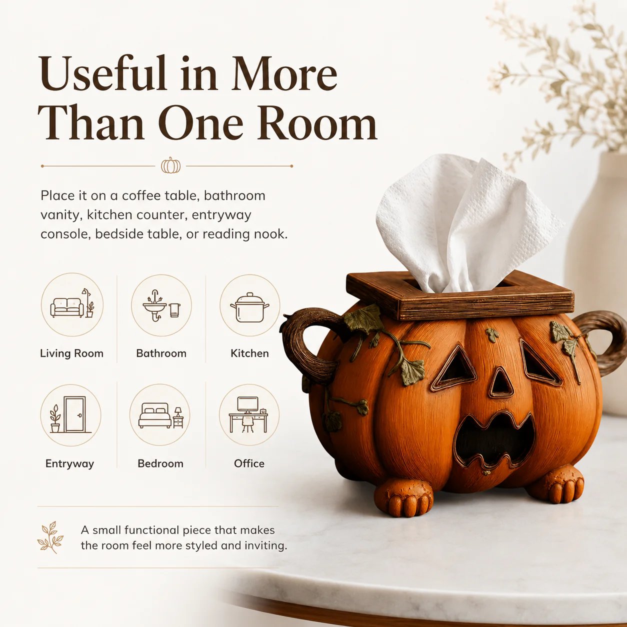 Whimsical Halloween Pumpkin Tissue Box Cover