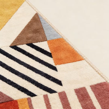 Artistic Geometric Patchwork Washable Runner Rug