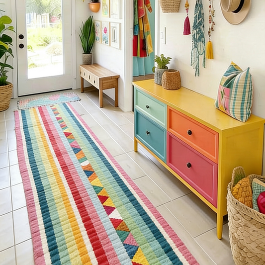 [Buy 2 Free Shipping] Dopamine Rainbow Washable Runner Rug