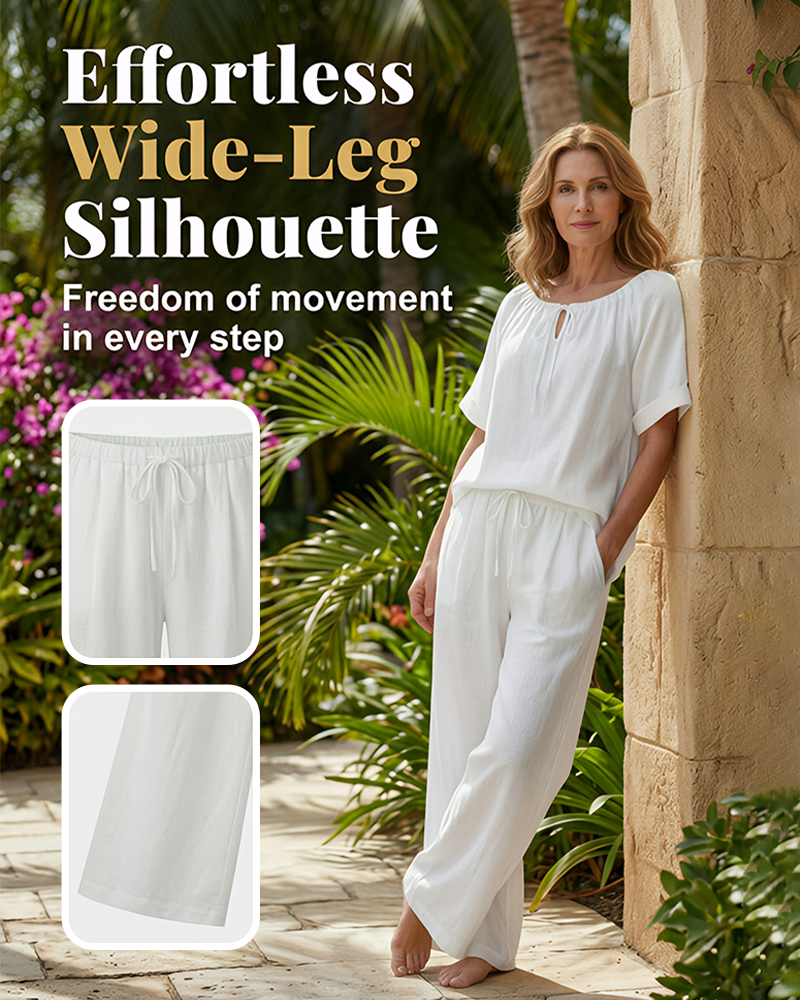 Women's Drawstring Top & Pants 2-Piece Set – Relaxed Fit, Comfortable & Perfect for Lounging or Everyday Style 🌸