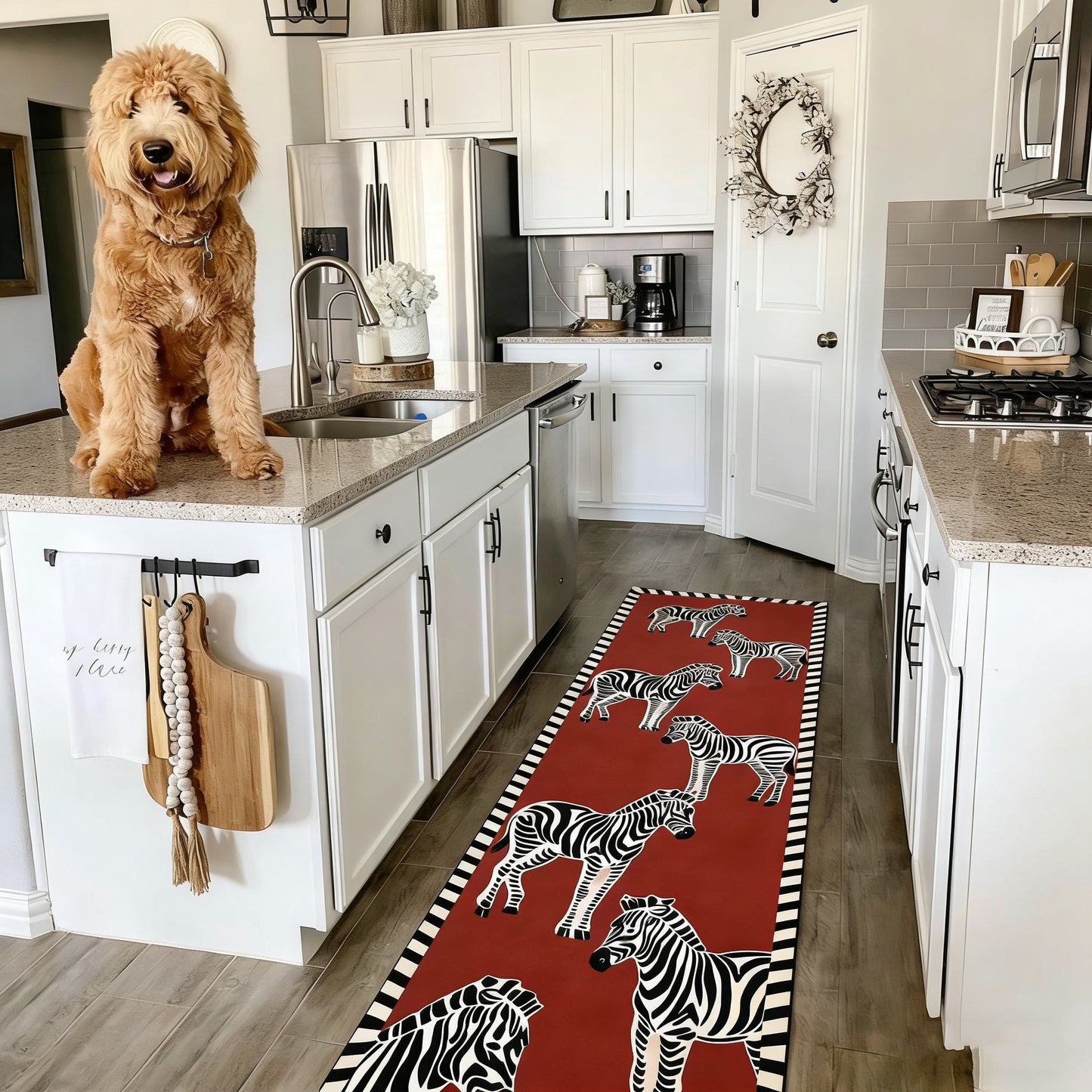 Artistic Zebra Print Washable Runner Rug