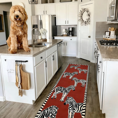 Artistic Zebra Print Washable Runner Rug