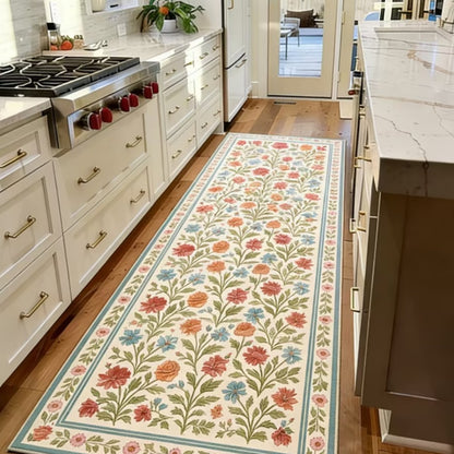 Vintage Floral Washable Runner Rug