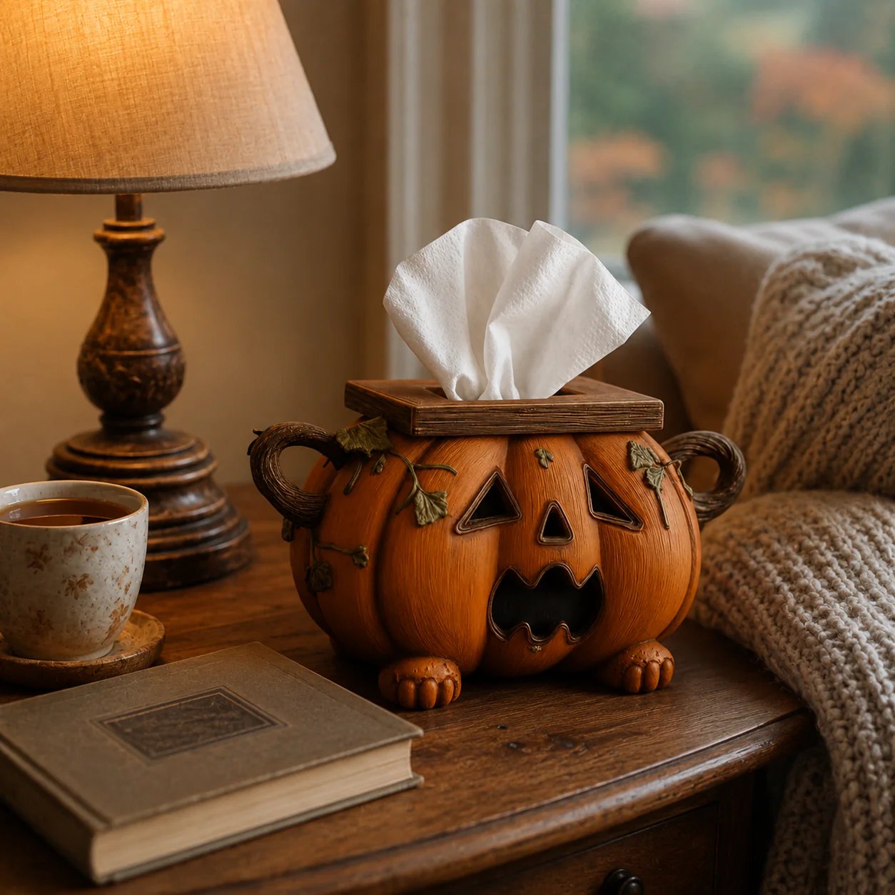 Whimsical Halloween Pumpkin Tissue Box Cover