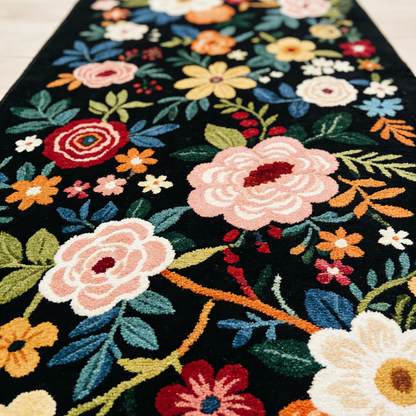 Vintage Flower Washable Runner Rug