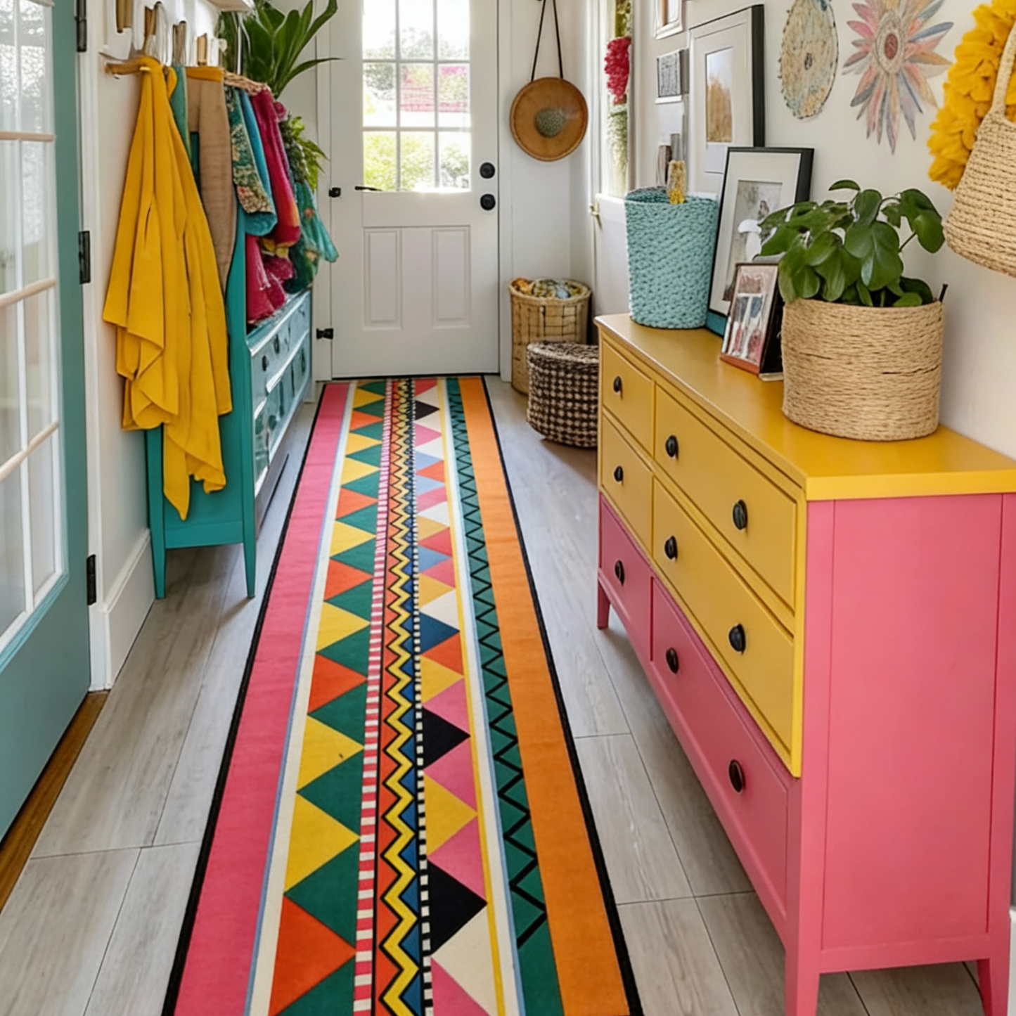Washable Bohemian Runner Rug– Non-Slip & Pet-Friendly