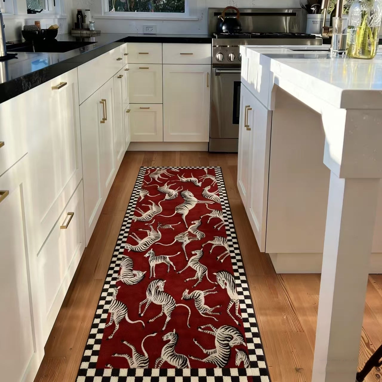 Artistic Zebra Print Washable Runner Rug