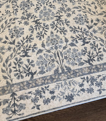 Vintage Floral Washable Runner Rug - Non-Slip & Machine Washable