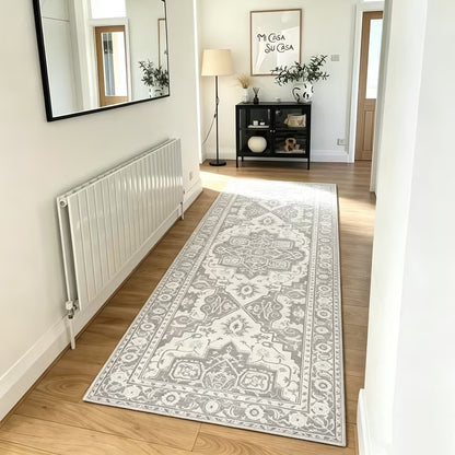 Vintage Floral Washable Runner Rug - Non-Slip & Machine Washable