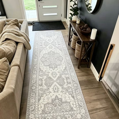 Vintage Floral Washable Runner Rug - Non-Slip & Machine Washable