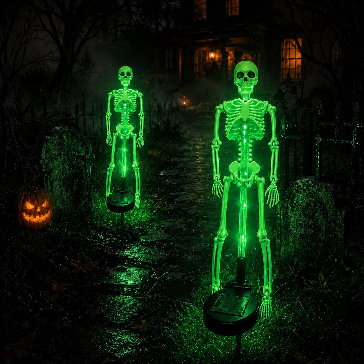 Halloween Skull Solar Garden Lights – Waterproof Outdoor Pathway Lights for Yard, Lawn & Spooky Halloween Decor
