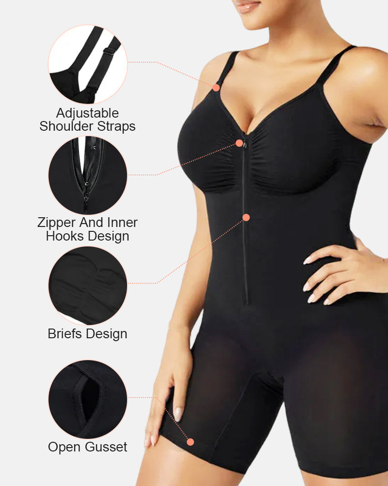 Ultra-Stretch Zip-Up Bodysuit — Sculpting Support & All-Day Comfort