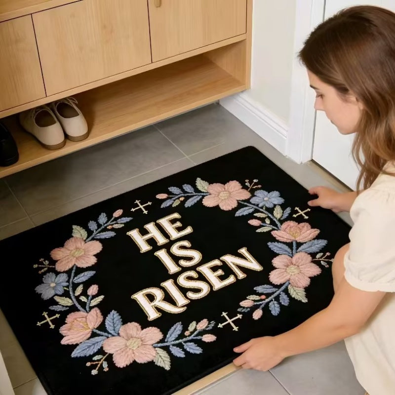 “HE IS RISEN” Easter Welcome Mat