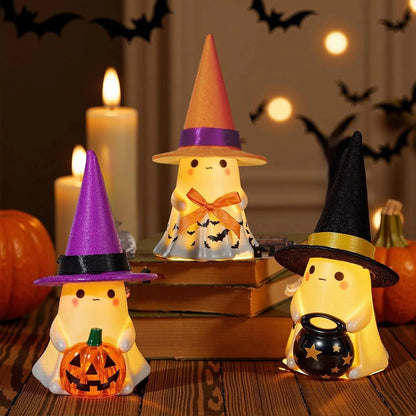 Whimsical Light-Up Halloween Ghost Trio