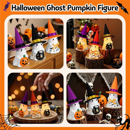 Whimsical Light-Up Halloween Ghost Trio