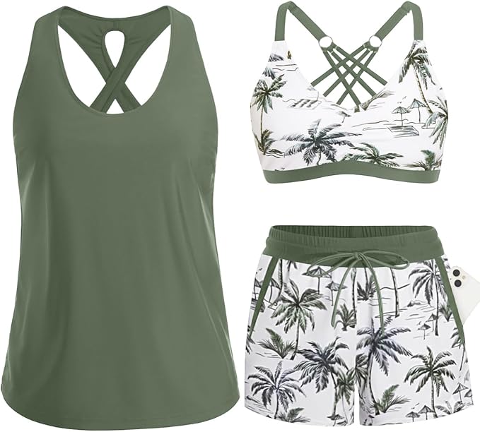 ⏰3 Piece Tankini with Shorts🔥