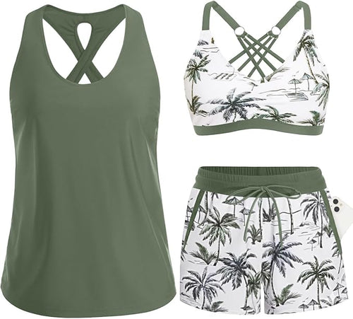 ⏰3 Piece Tankini with Shorts🔥