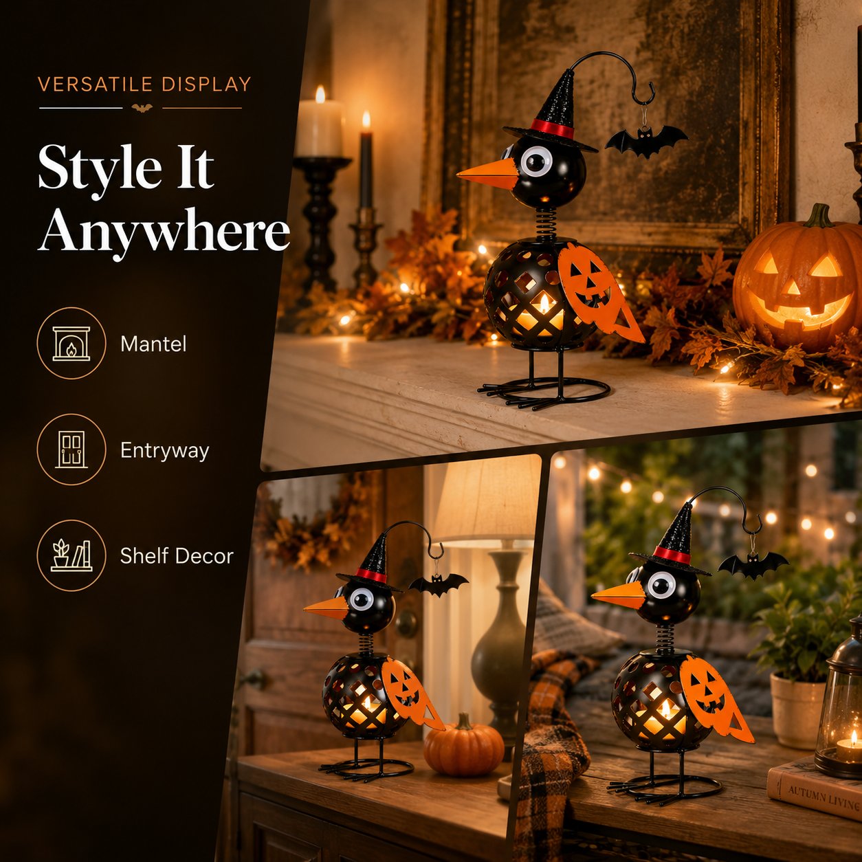 Whimsical Halloween Pumpkin Crow