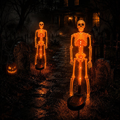 Halloween Skull Solar Garden Lights – Waterproof Outdoor Pathway Lights for Yard, Lawn & Spooky Halloween Decor
