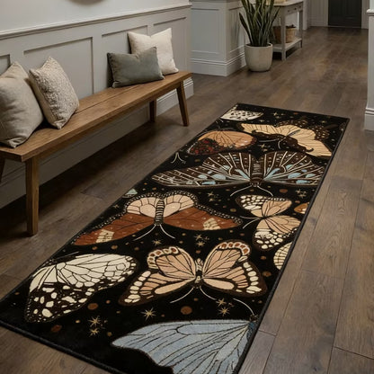 Washable Vintage Butterfly Runner Rug – Non-Slip & Pet Friendly