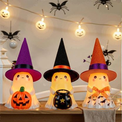 Whimsical Light-Up Halloween Ghost Trio