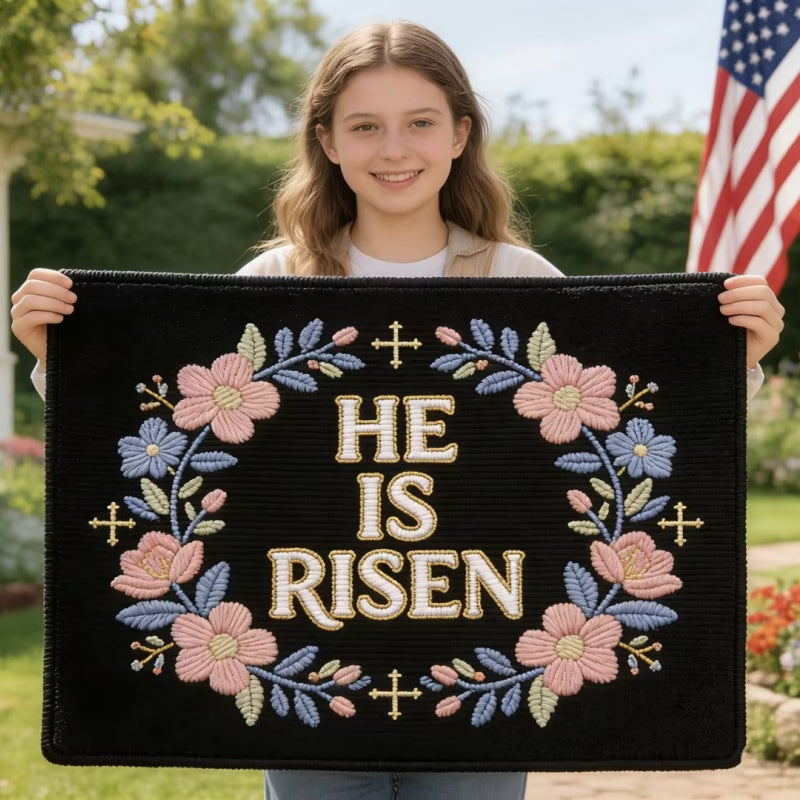 “HE IS RISEN” Easter Welcome Mat