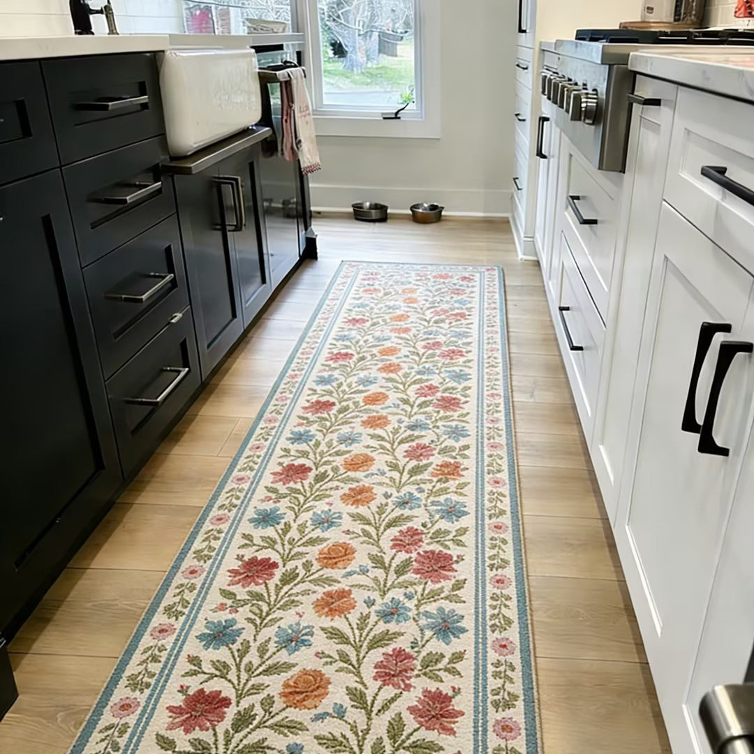 Vintage Floral Washable Runner Rug