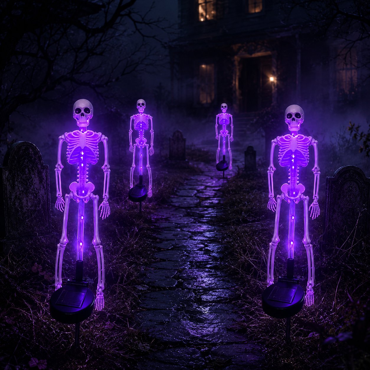 Halloween Skull Solar Garden Lights – Waterproof Outdoor Pathway Lights for Yard, Lawn & Spooky Halloween Decor