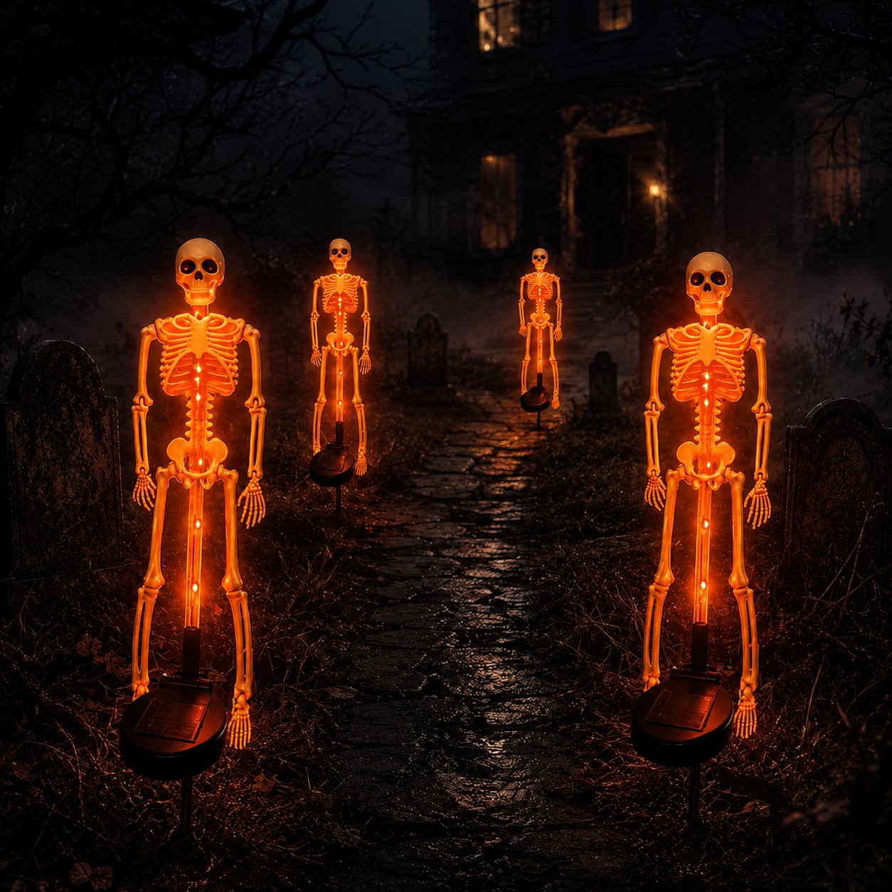 Halloween Skull Solar Garden Lights – Waterproof Outdoor Pathway Lights for Yard, Lawn & Spooky Halloween Decor