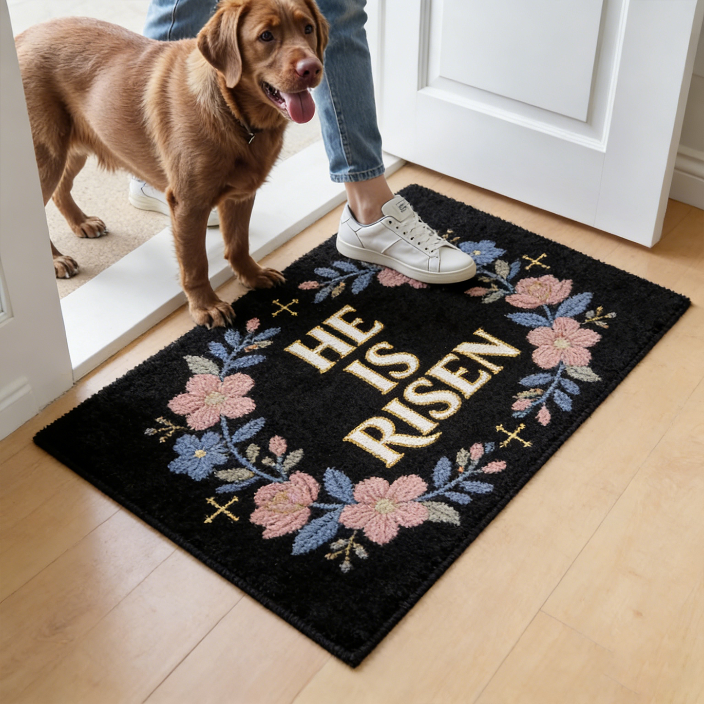 “HE IS RISEN” Easter Welcome Mat