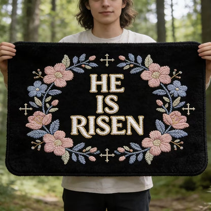 “HE IS RISEN” Easter Welcome Mat