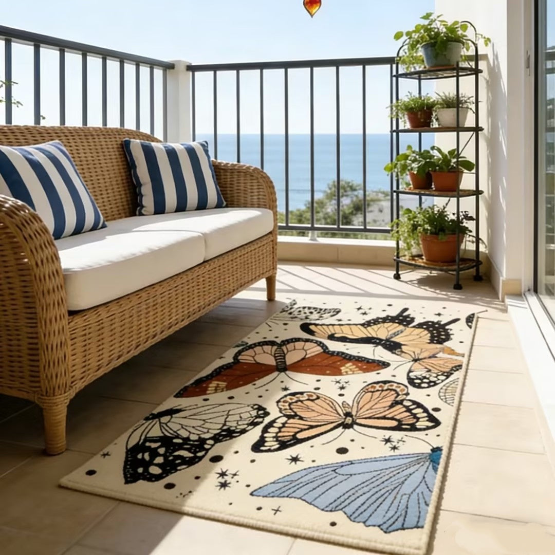 Washable Vintage Butterfly Runner Rug – Non-Slip & Pet Friendly