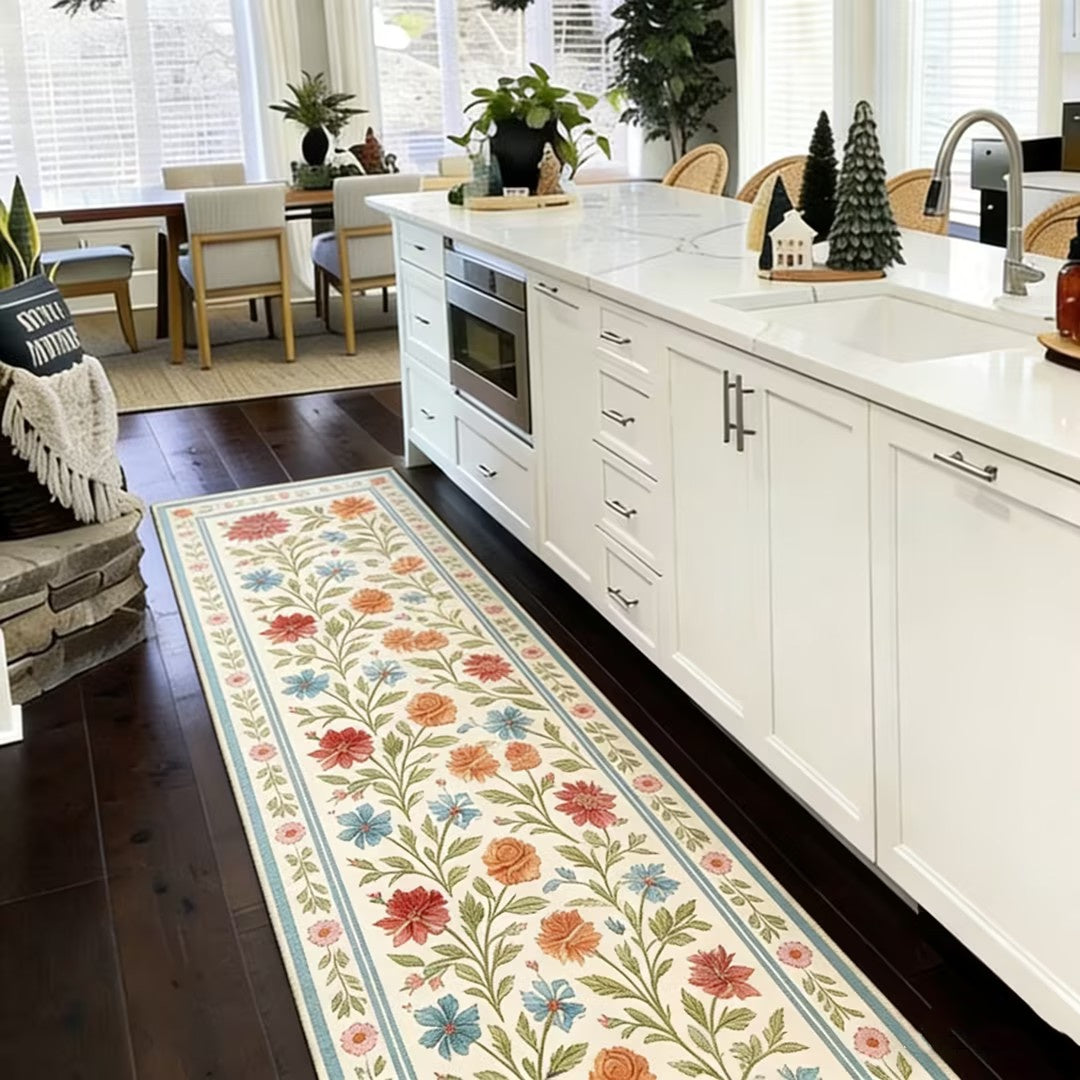 Vintage Floral Washable Runner Rug