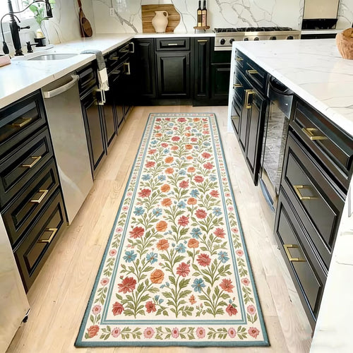Vintage Floral Washable Runner Rug