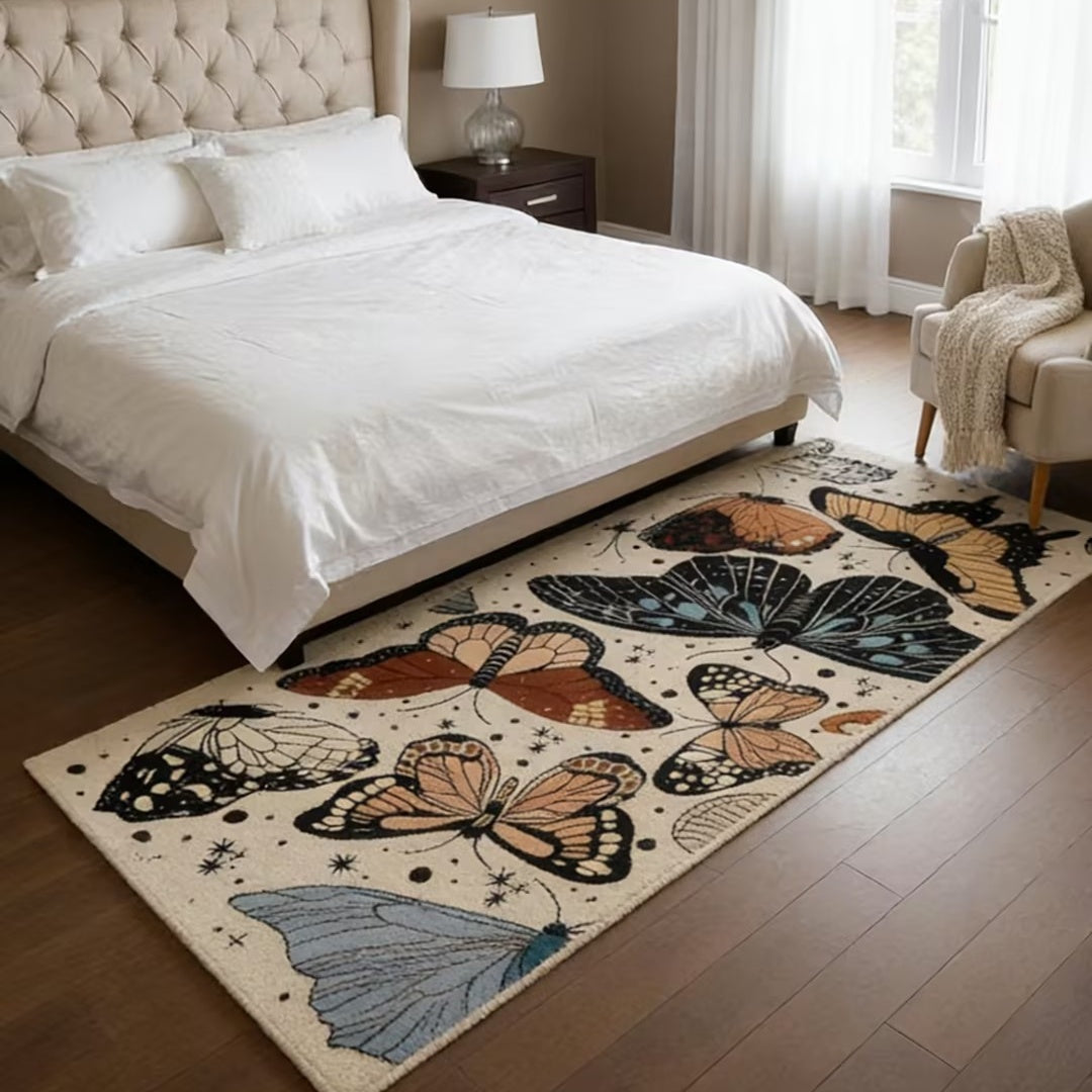 Washable Vintage Butterfly Runner Rug – Non-Slip & Pet Friendly