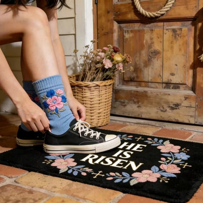 “HE IS RISEN” Easter Welcome Mat