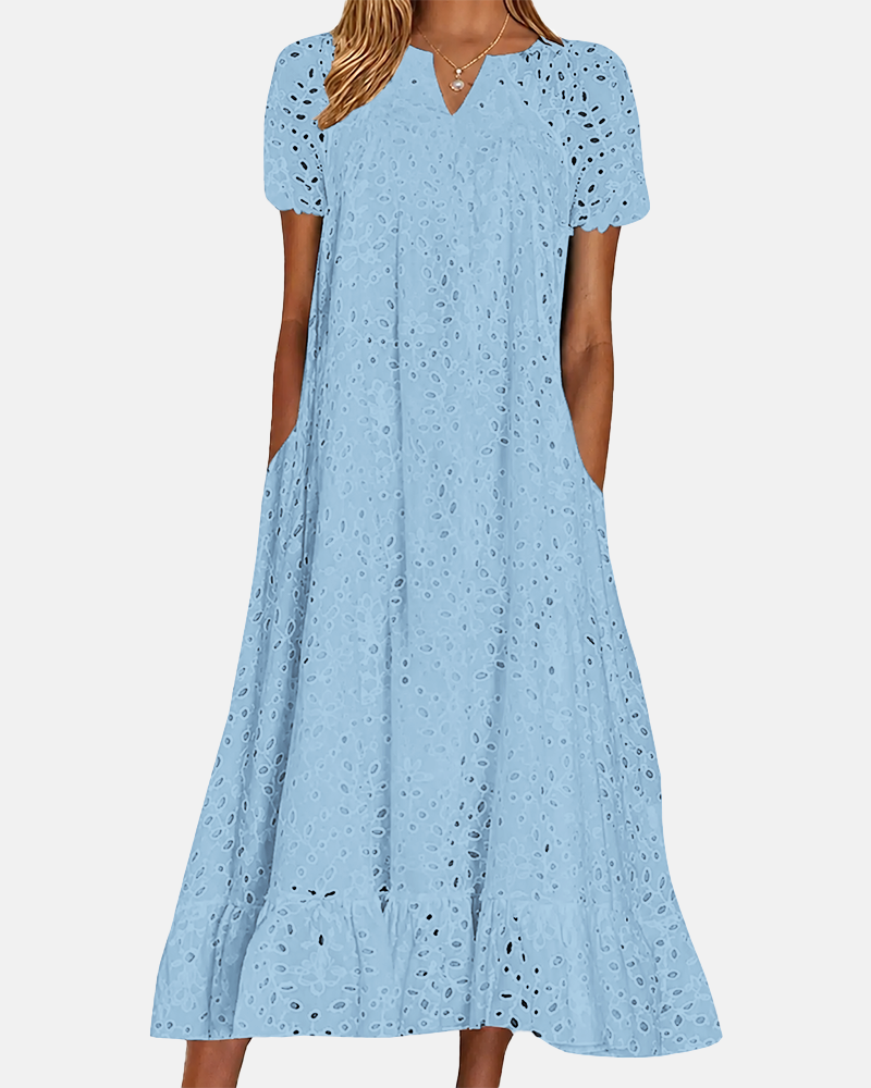 Women's V-Neck Hollow-Out Breathable Comfortable Maxi Dress