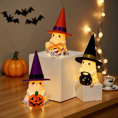 Whimsical Light-Up Halloween Ghost Trio