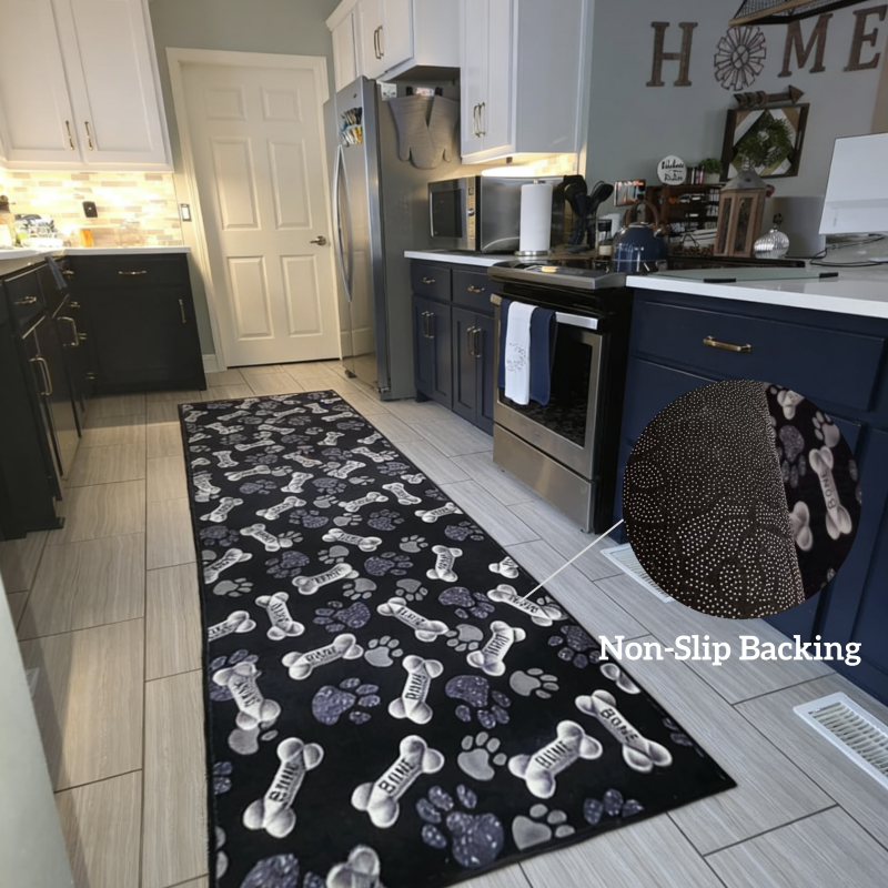 Non-Slip Pet Paw Runner Rug - Machine Washable & OEKO-TEX Certified