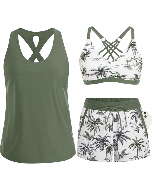 ⏰3 Piece Tankini with Shorts🔥