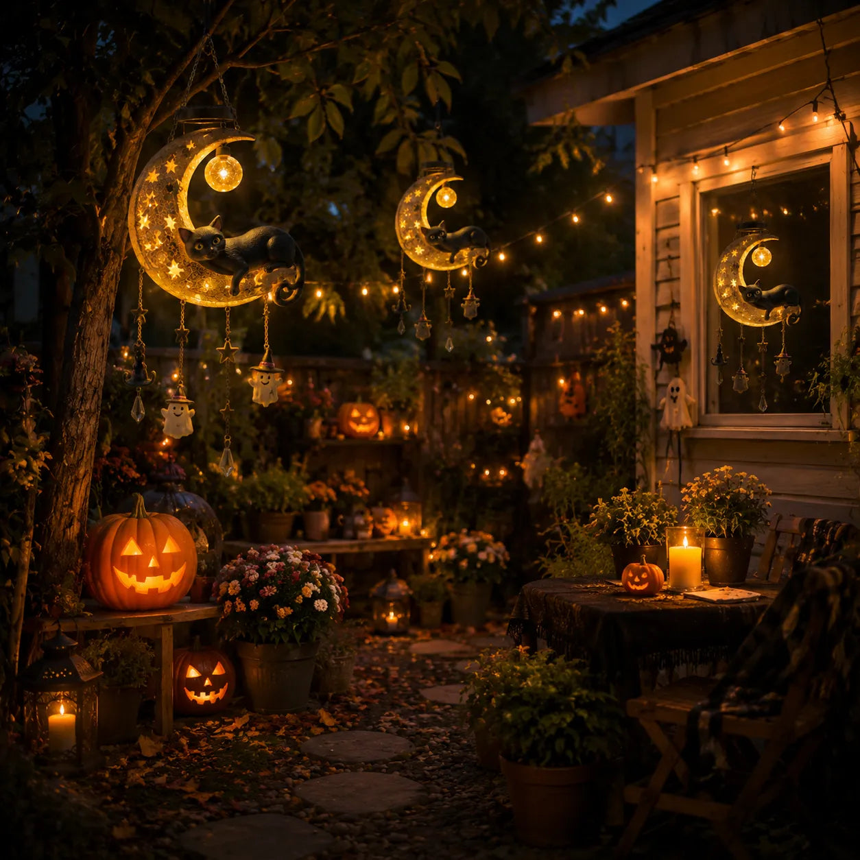 Whimsical Solar Halloween Hanging Lantern
